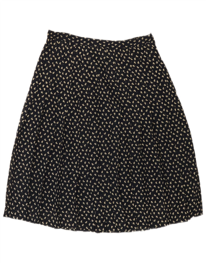 VINTAGE A-linje nederdel til kvinder med høj talje IT 44 Medium W26 Marineblå blomster