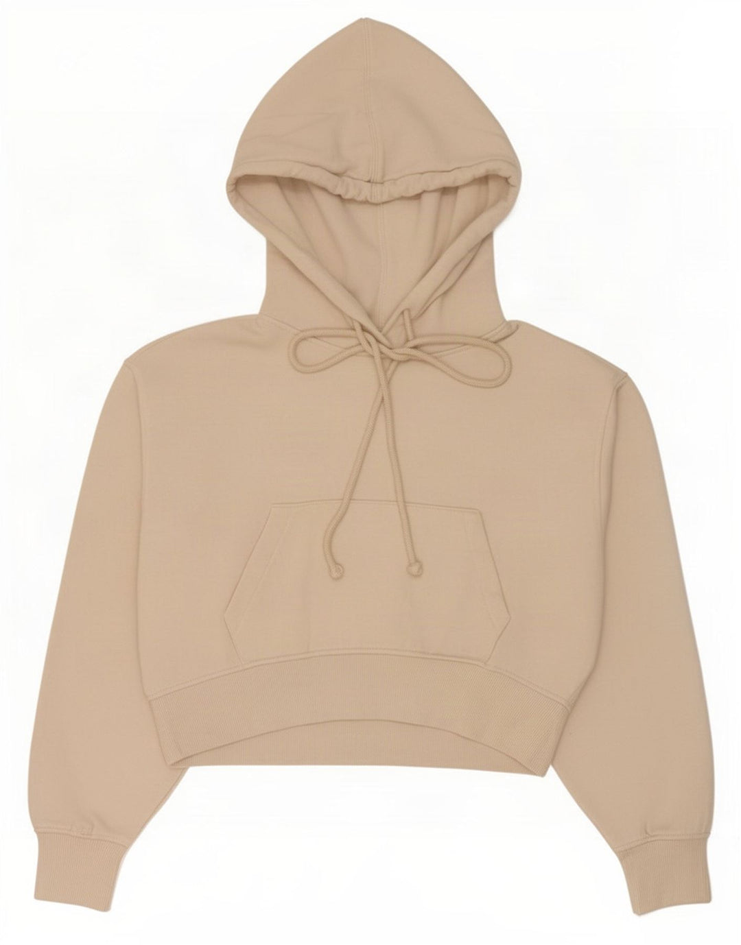 Zara Dame Crop Hoodie Jumper UK 14 Medium Beige Polyester
