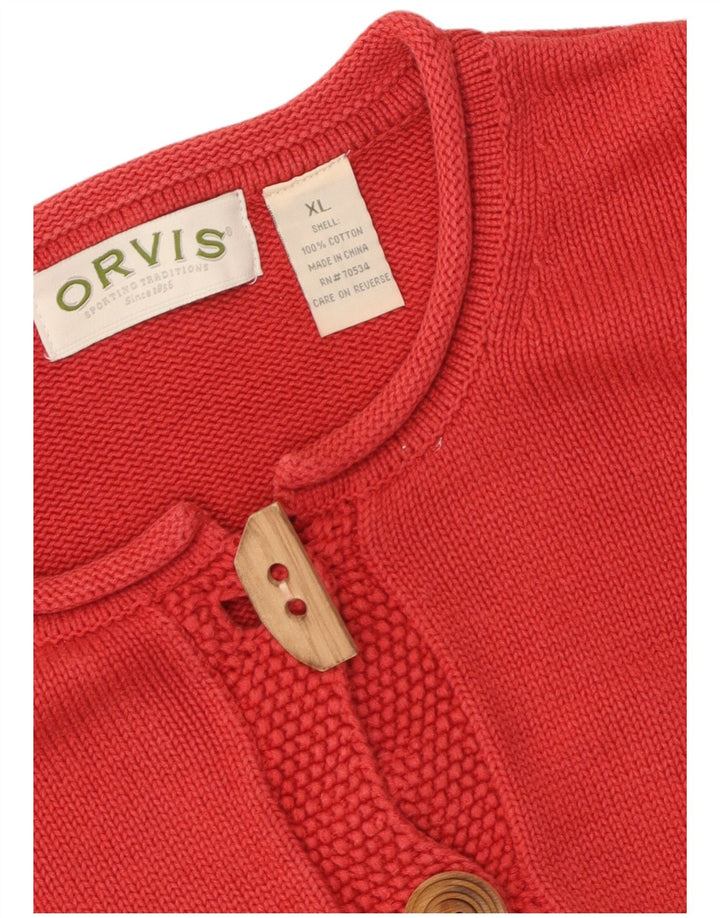 Orvis Dame Cardigan Sweater UK 18 XL Rød Bomuld