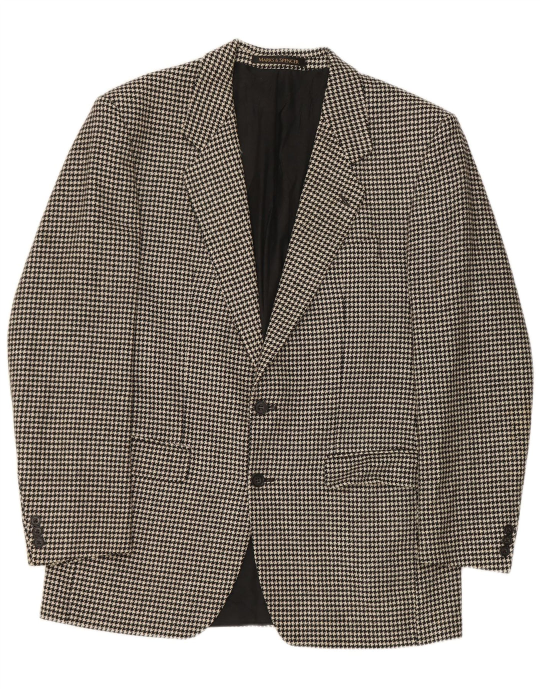 Marks & Spencer Herre lang blazerjakke UK 40 Medium Black Houndstooth