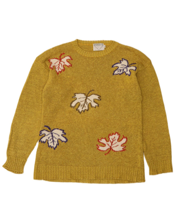 Vintage Kvinders Grafisk Crew Neck Jumper Sweater UK 10 Small Yellow Floral