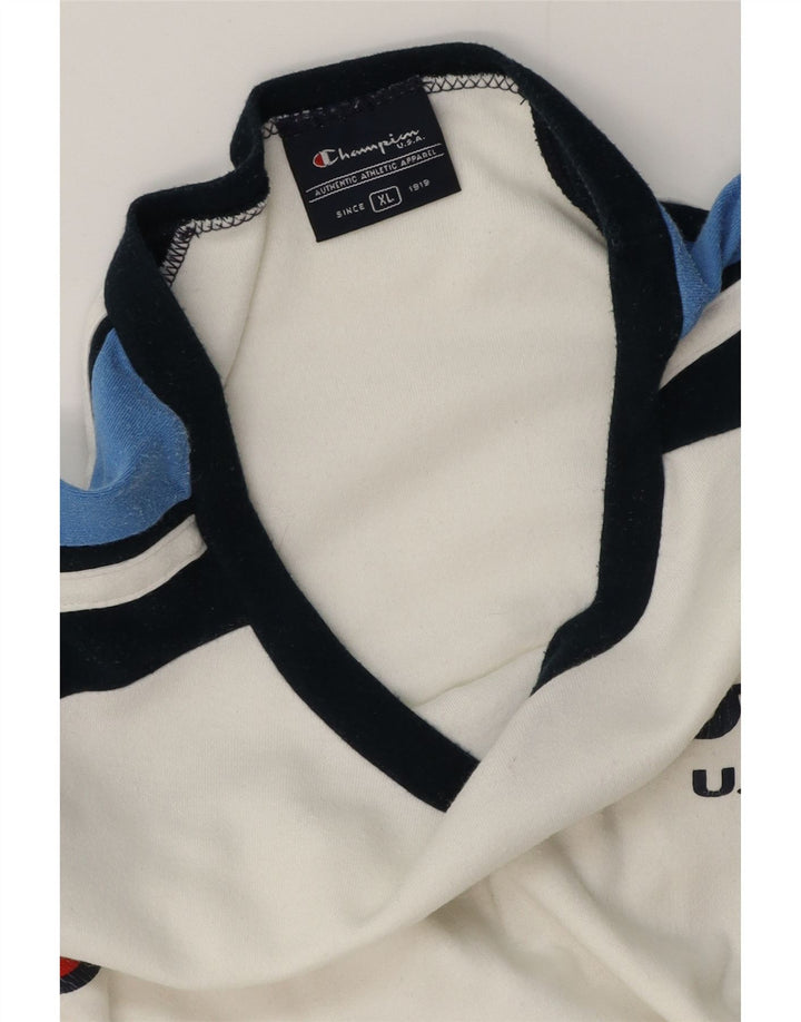 CHAMPION Dame Grafisk Top Langærmet UK 18 XL Hvid Colourblock