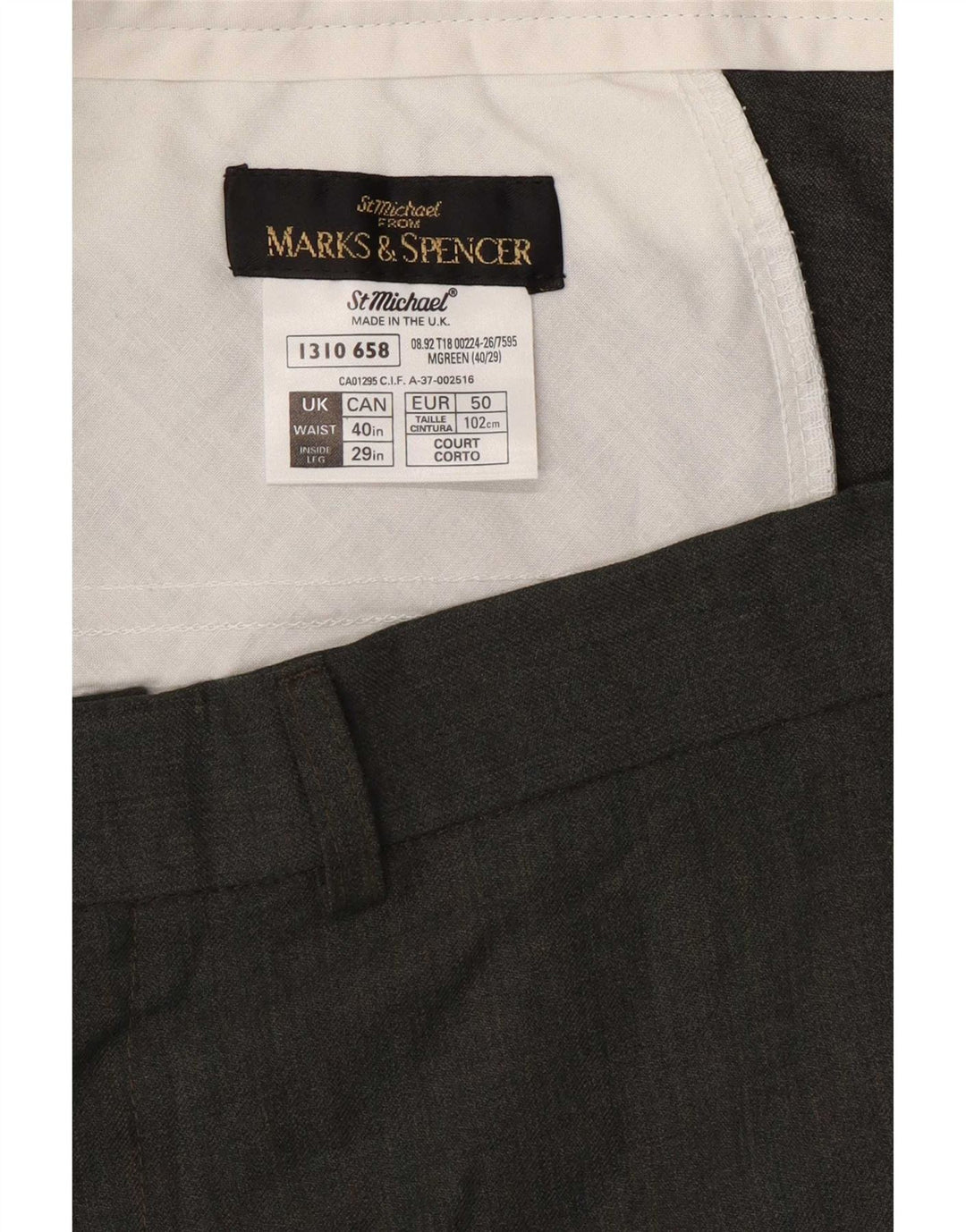 Marks & Spencer Herre St. Michael Straight Suit Bukser W40 L29 Grøn