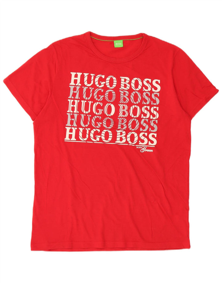 Hugo Boss Herre Grafisk T-Shirt Top Stor Rød Bomuld