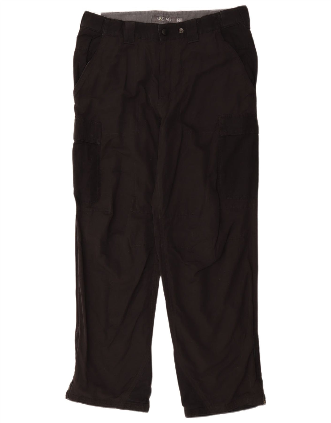 Marks & Spencer Herre Straight Cargo Bukser W34 L29 Sort Polyamid