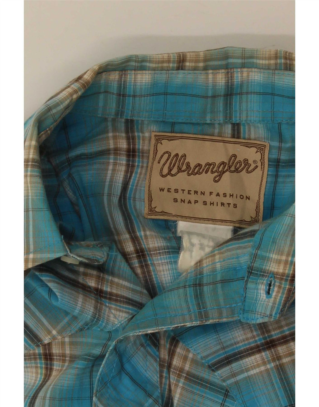 Wrangler Herre vestlig kortærmet skjorte mellemblå ternet