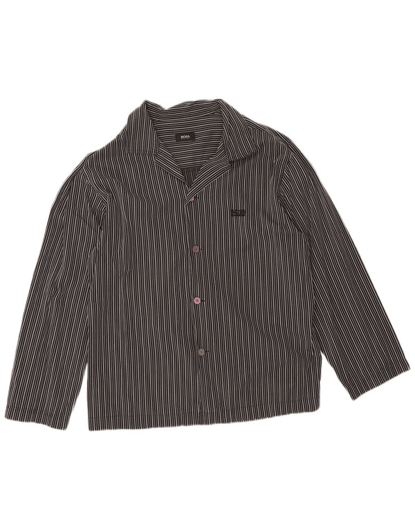 Hugo Boss Womens Shirt UK 16 Large Black Pinstripe Cotton