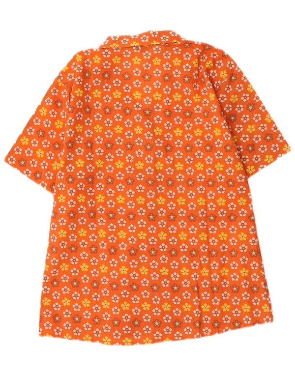 Roveri Donna Dame Kortærmet Bluse UK 14 Medium Orange Floral