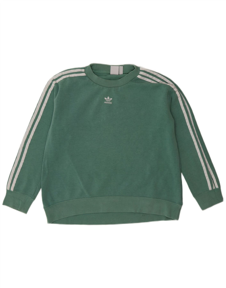 Adidas Dame Oversized Sweatshirt Jumper UK 8 Lille Grøn Bomuld