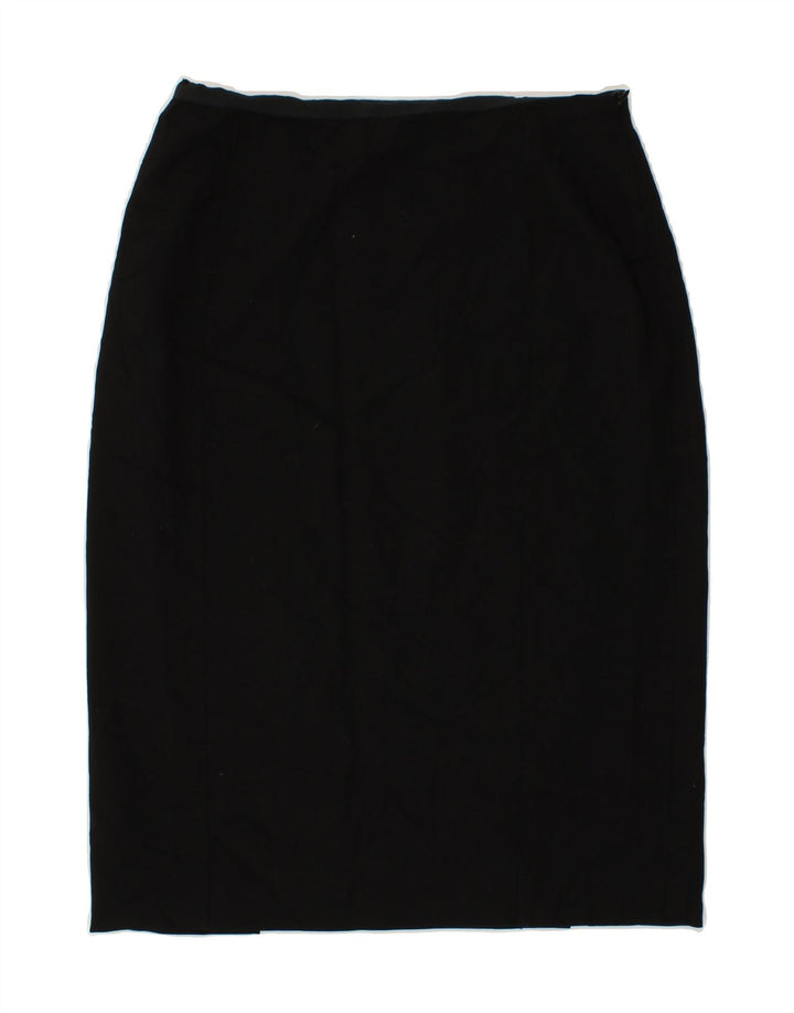 JAEGER Womens Midi Skirt UK 12 Medium W28  Black Wool Vintage Jaeger and Second-Hand Jaeger from Messina Hembry 