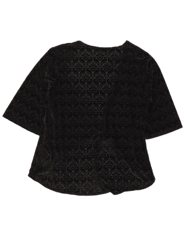 Dame Velour Open Cami Top UK 12 Medium Black Paisley Polyester