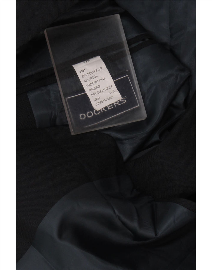 DOCKERS Herre 2-knaps blazerjakke UK 42 XL Sort Polyester