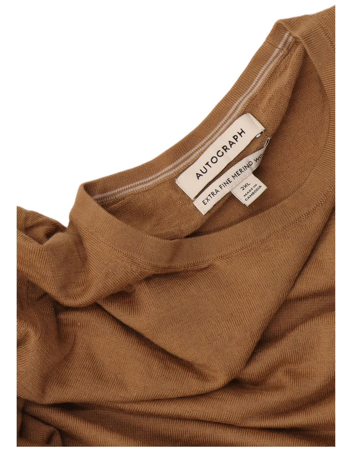 Marks & Spencer Herre Autograph Crew Neck Jumper Sweater 2XL Beige