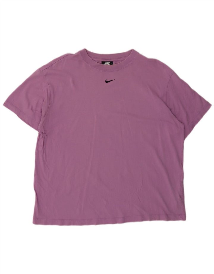 Nike Dame Oversized T-Shirt Top UK 14 Medium Lilla Bomuld