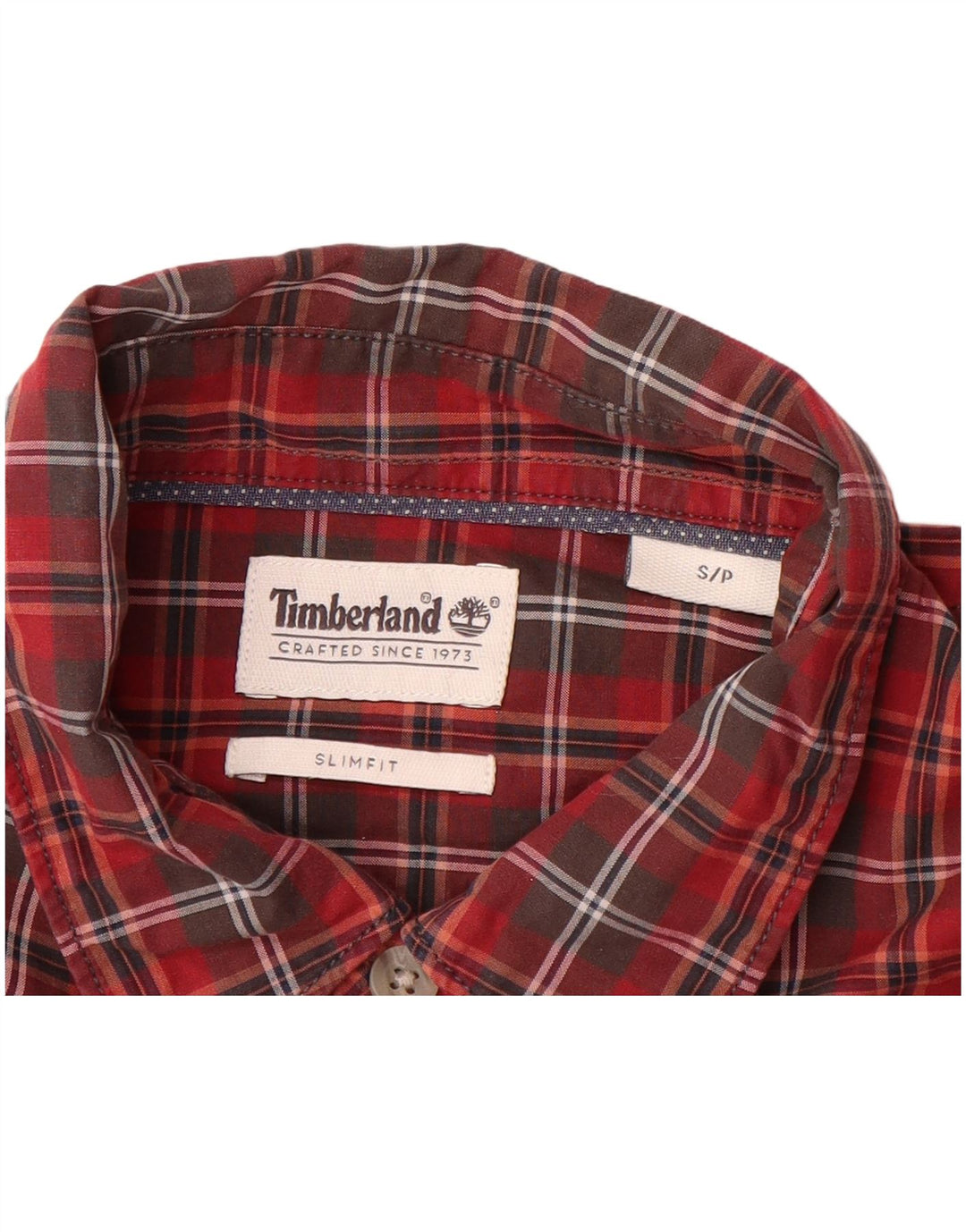 TIMBERLAND Mens Slim Fit Shirt Small Red Check Cotton