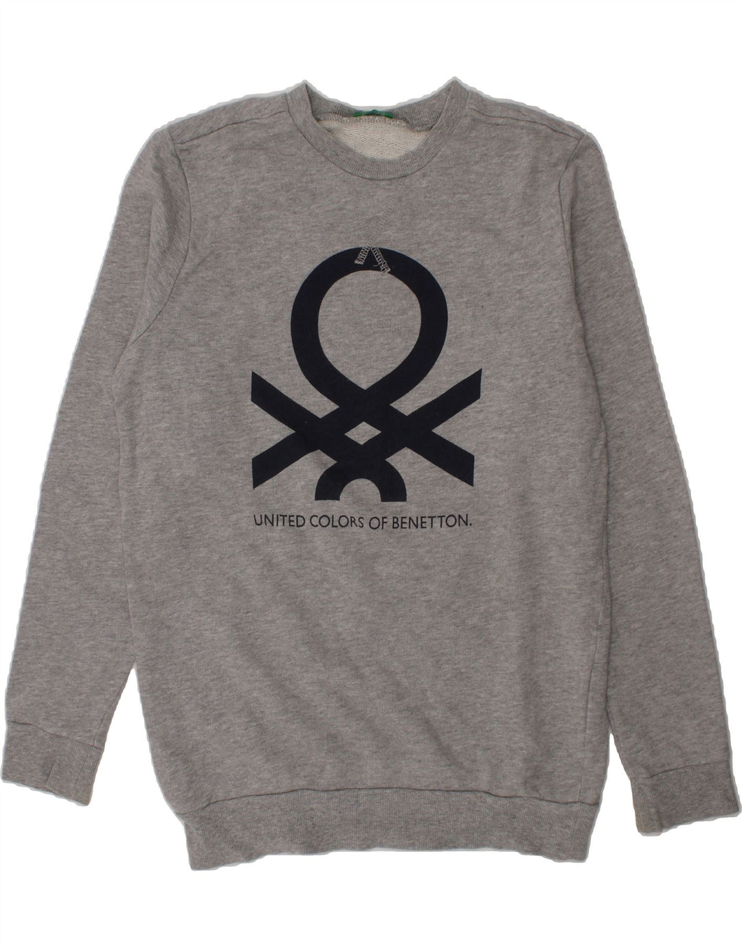 BENETTON Boys Graphic Sweatshirt Jumper 10-11 Years XL  Grey Vintage Benetton and Second-Hand Benetton from Messina Hembry 