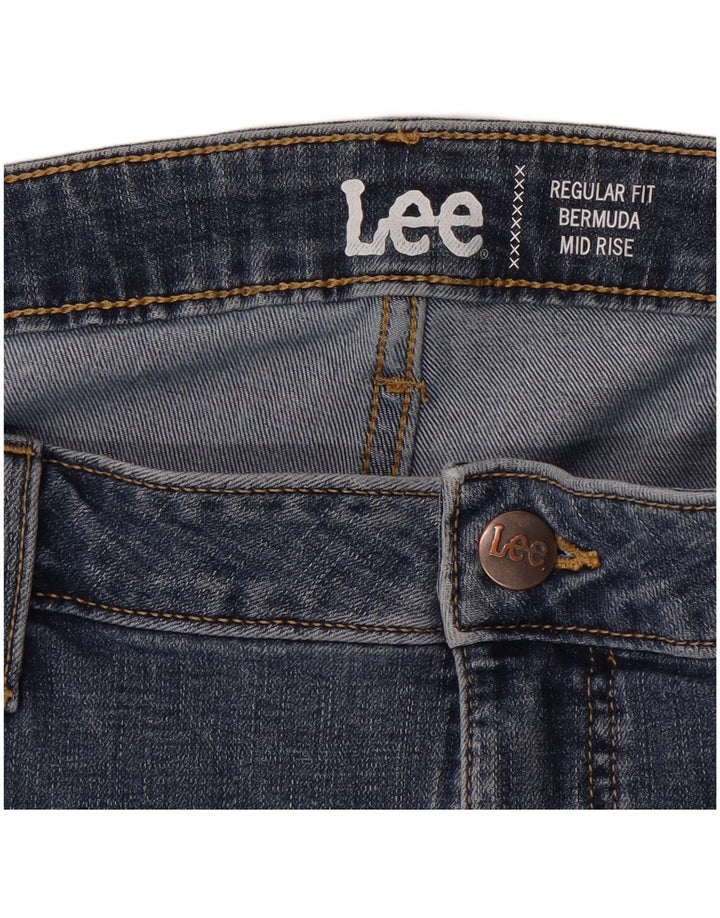 LEE Womens Mid Rise Regular Fit Denim Bermuda Shorts W44 3XL Blå