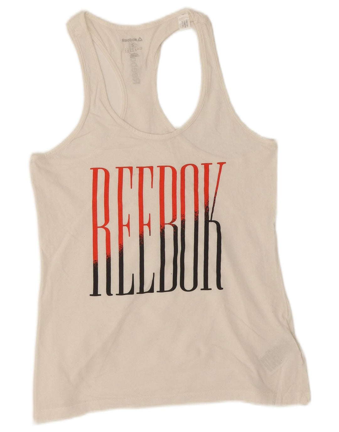 Reebok Dame Grafisk Vest Top UK 8/10 Small White Bomuld