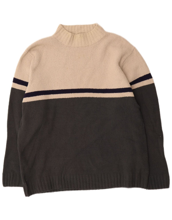 Marks & Spencer Herre Turtle Neck Jumper Sweater Large Off White Colourblock