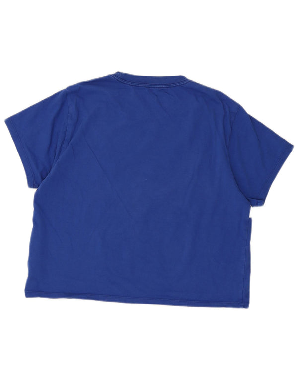 Levi's Dame Crop Grafisk T-Shirt Top UK 10 Small Blue Colourblock