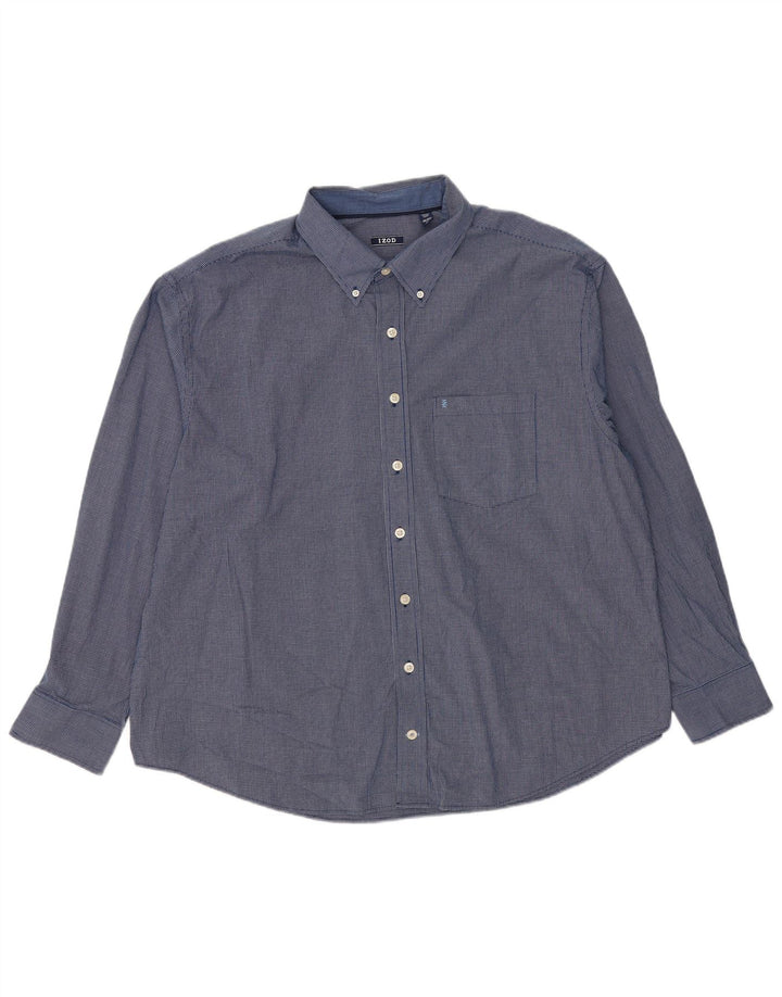 Izod Herre Loose Fit skjorte 2XL blå ternet bomuld Classic
