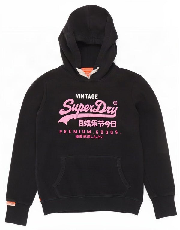 Superdry grafisk hættetrøje til kvinder UK 14 Mellem marineblå bomuld