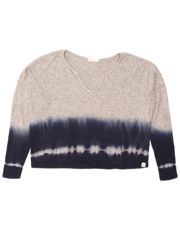 Roxy Womens Oversized Top Langærmet UK 10 Small Grey Tie Dye Viscose