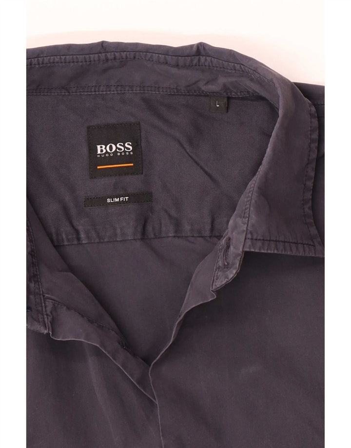 Hugo Boss Herre Slim Fit Skjorte Large Navy Blue