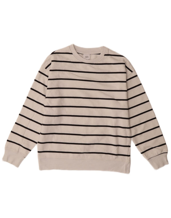 Zara Boys Sweatshirt Jumper 11-12 år Hvidstribet bomuld