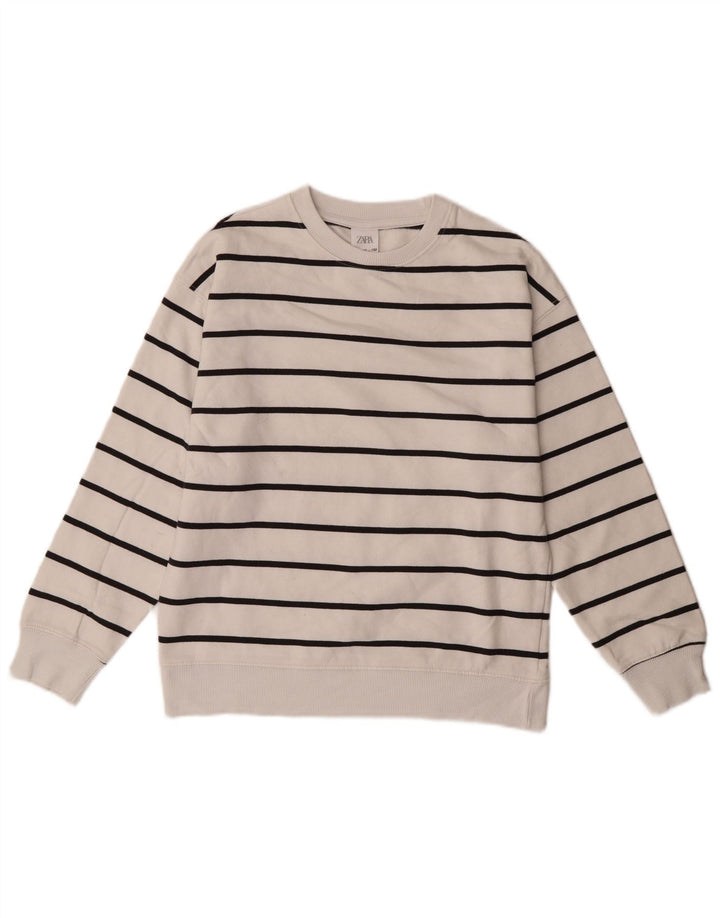Zara Boys Sweatshirt Jumper 11-12 år Hvidstribet bomuld