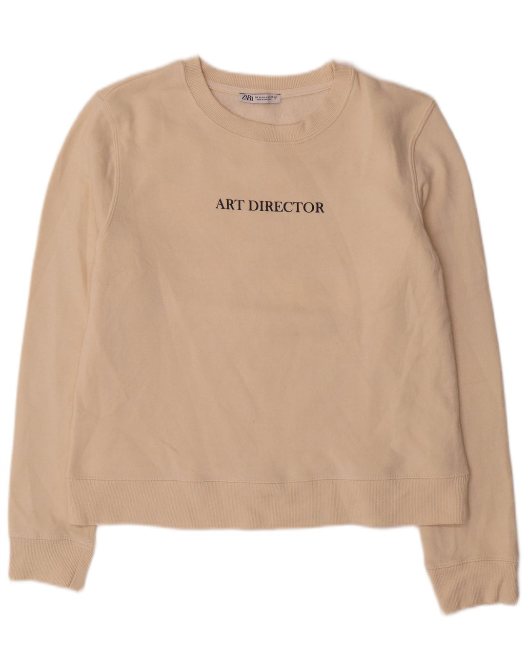 Zara Graphic Sweatshirt Jumper UK 14 Medium Off White Bomuld