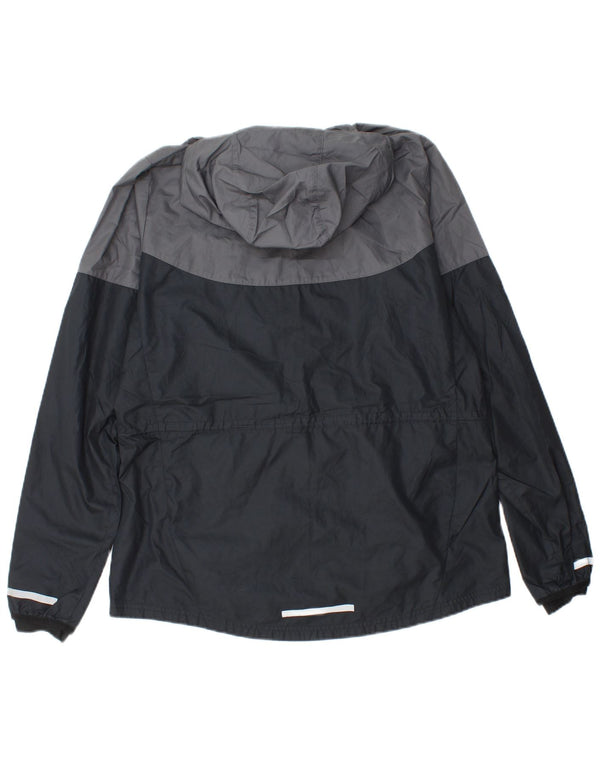 NIKE Regnjakke med hætte til mænd UK 40 Large Black Colourblock Polyester