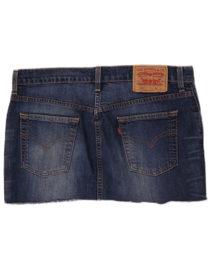 Levi's Dame 669 Mini Denim Nederdel W32 Stor Marineblå Bomuld