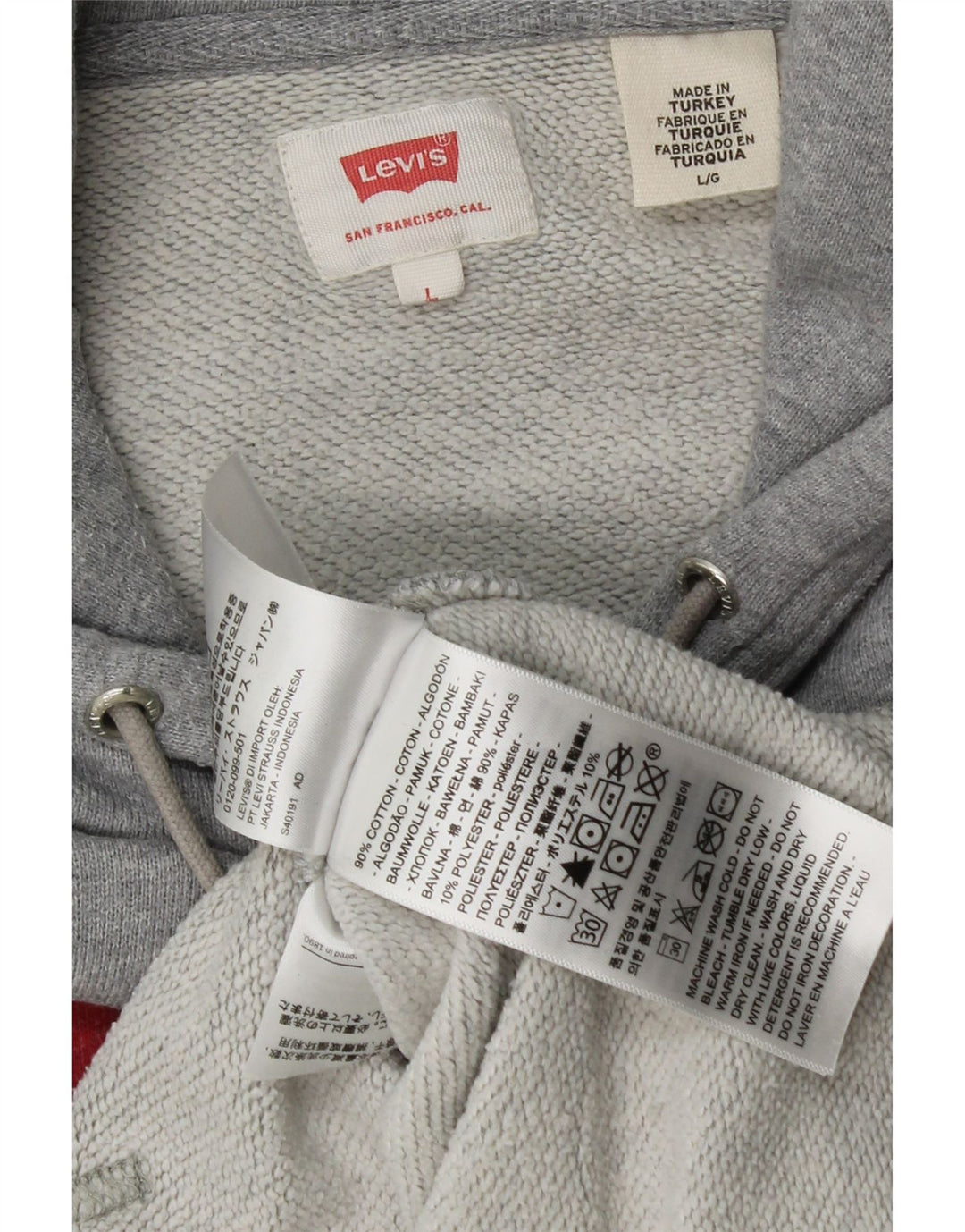 Levi's Grafisk hættetrøje til mænd, stor grå bomuld