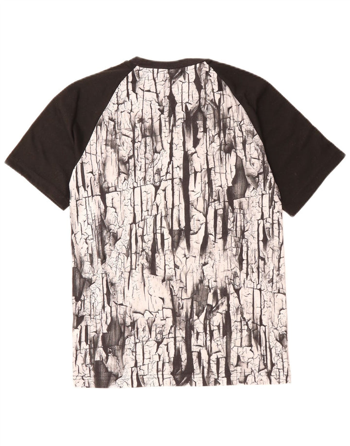 ADIDAS Herre abstrakt mønster grafisk T-shirt top XS sort polyester