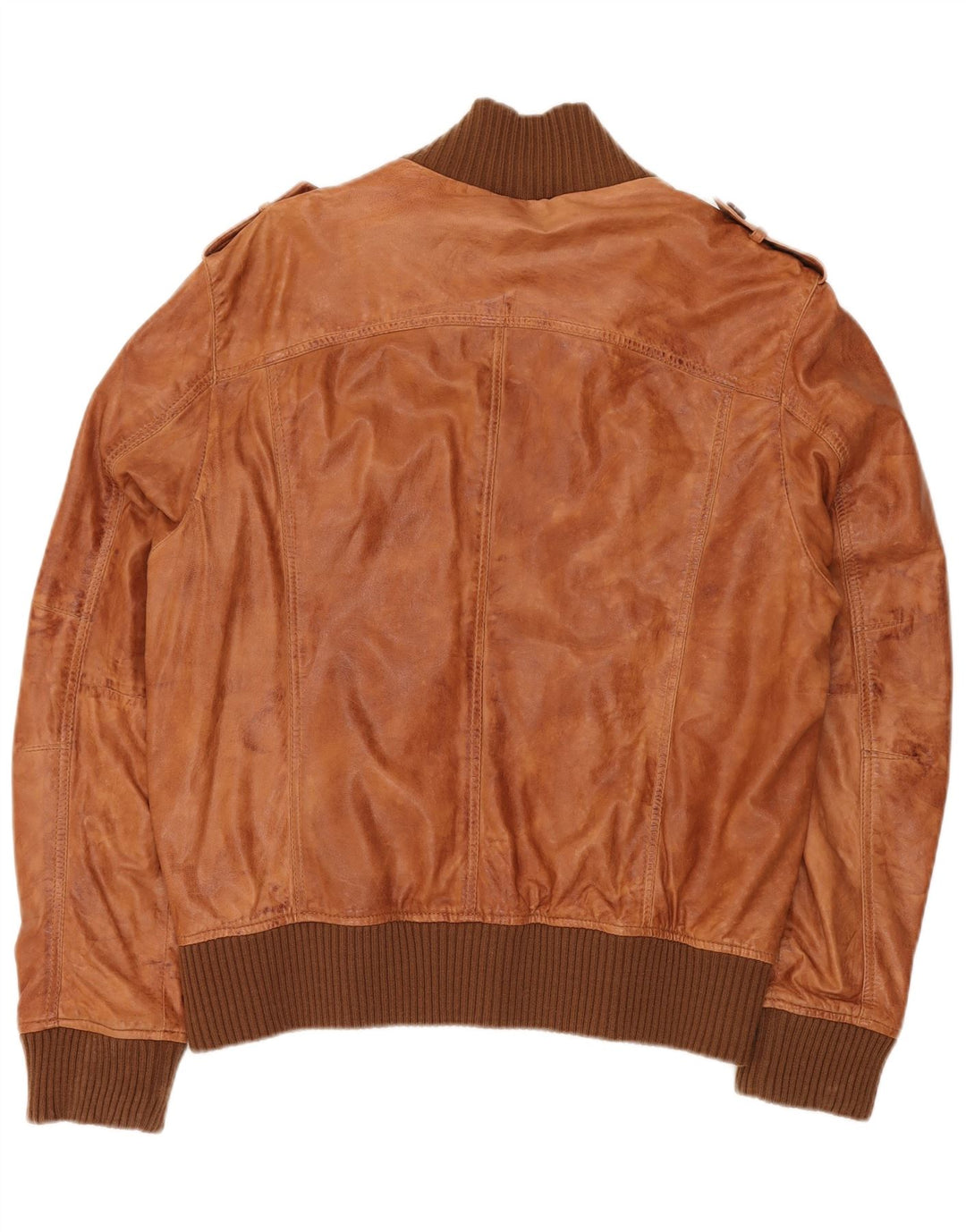GYPSY Herre Military Bomber Læderjakke UK 40 Stor Brun Læder