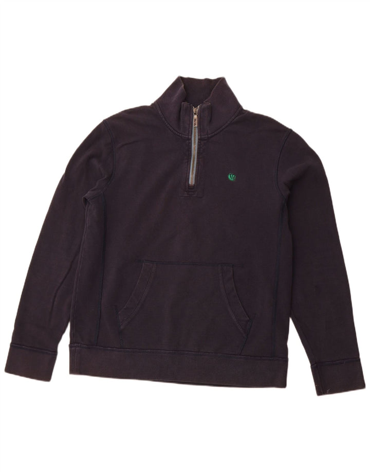 FAT FACE Herre lynlås-hals sweatshirt jumper stor marineblå bomuld