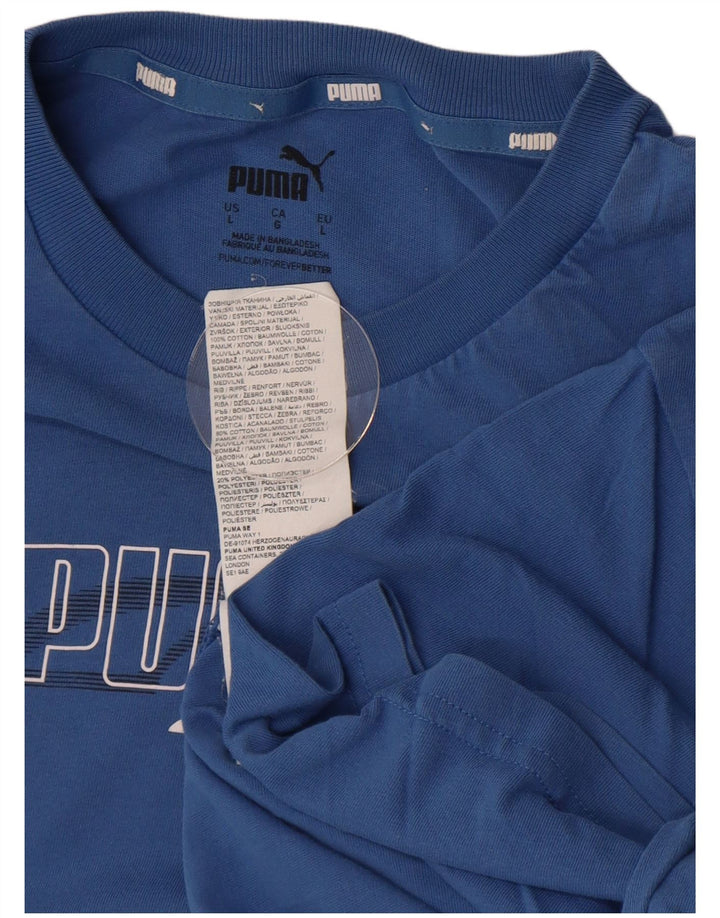 PUMA Grafisk T-shirt top til mænd, stor blå bomuld