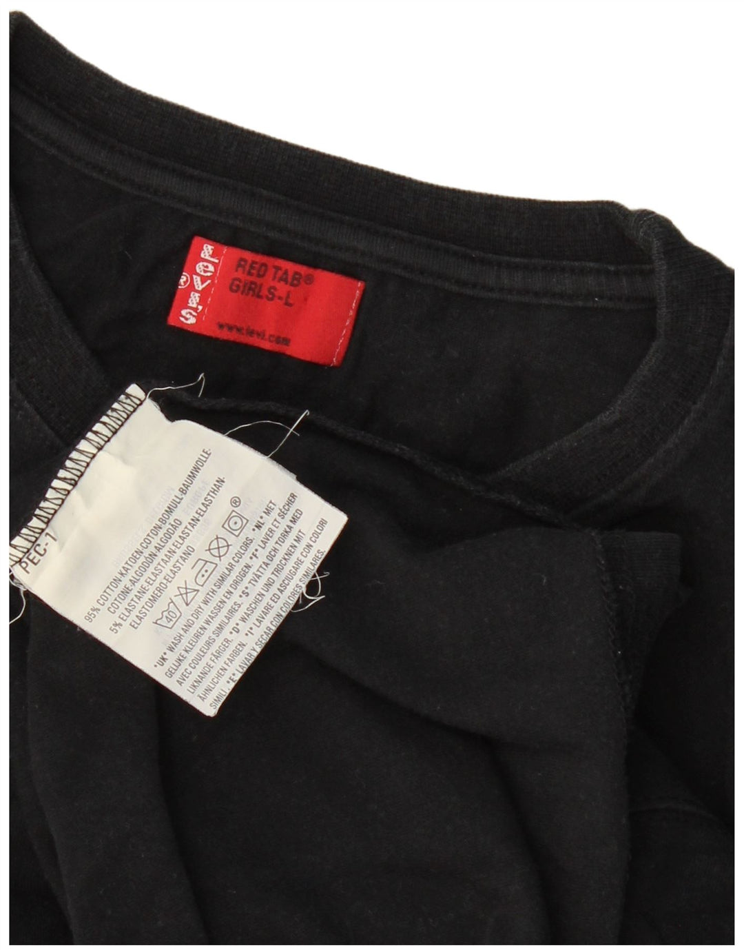 Levi's Girls T-Shirt Top 11-12 År Stor Sort Bomuld