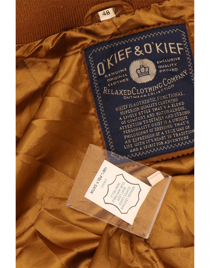 O'Kief Herre Loose Fit Ruskind Bomber Jacket IT 48 Medium Brun Læder