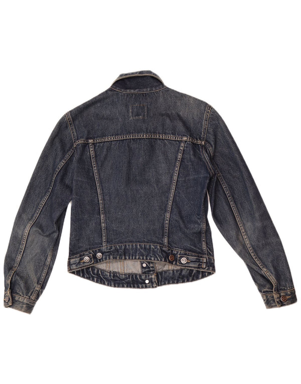 Gas Dame Crop Denim Jacket UK 12 Medium Blue Cotton
