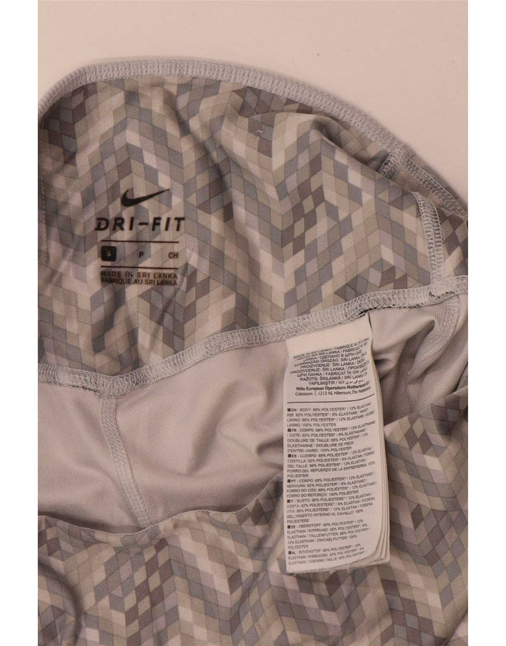 Nike Dame Dri Fit Crop Leggings UK 8 Small Grå Geometrisk Polyester