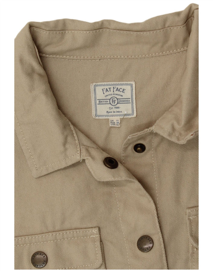 FAT FACE Oversized skjorte til kvinder UK 10 Small Beige Bomuld