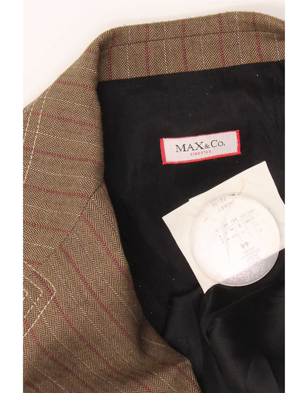 Max & Co. Dame 3-knaps blazerjakke UK 12 medium brun stribet acetat