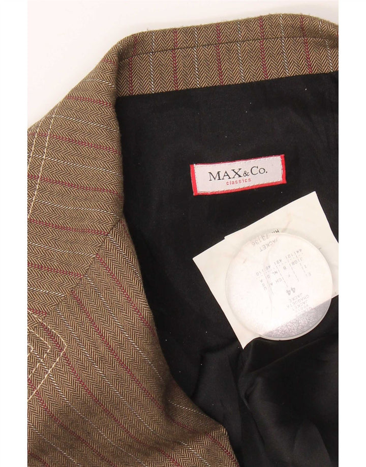 Max & Co. Dame 3-knaps blazerjakke UK 12 medium brun stribet acetat
