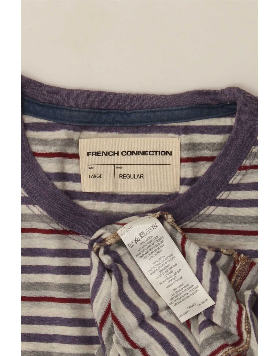 French Connection Herre T-Shirt Top Stor flerfarvet nålestribe