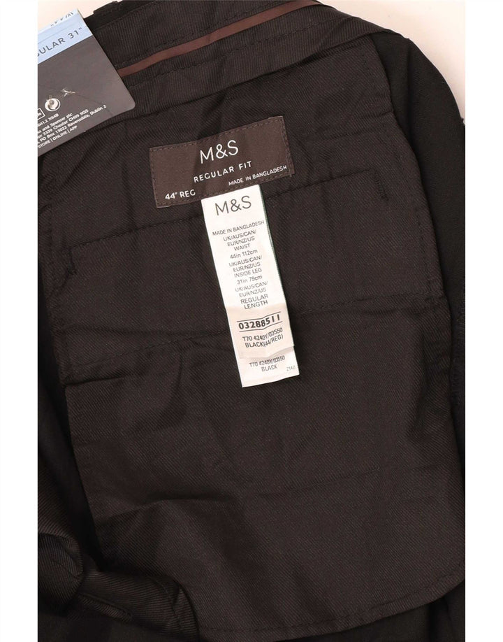 Marks & Spencer Herre Regular Fit Chinobukser W44 L31 Sort polyester