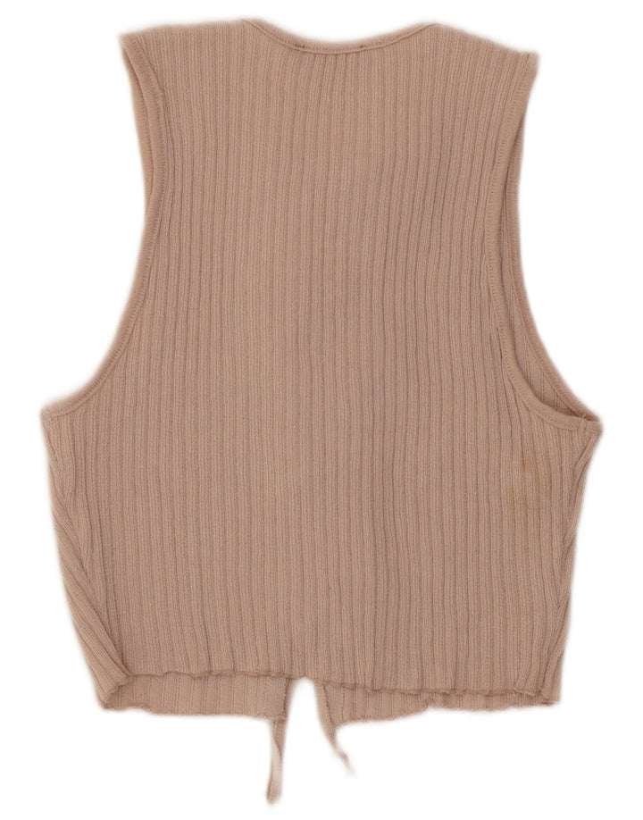 Zara Womens Crop ærmeløs skjortebluse UK 12 Medium Pink Polyester