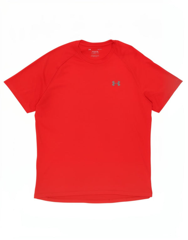 Under Armour Herre T-Shirt Top Stor Rød Polyester Sports
