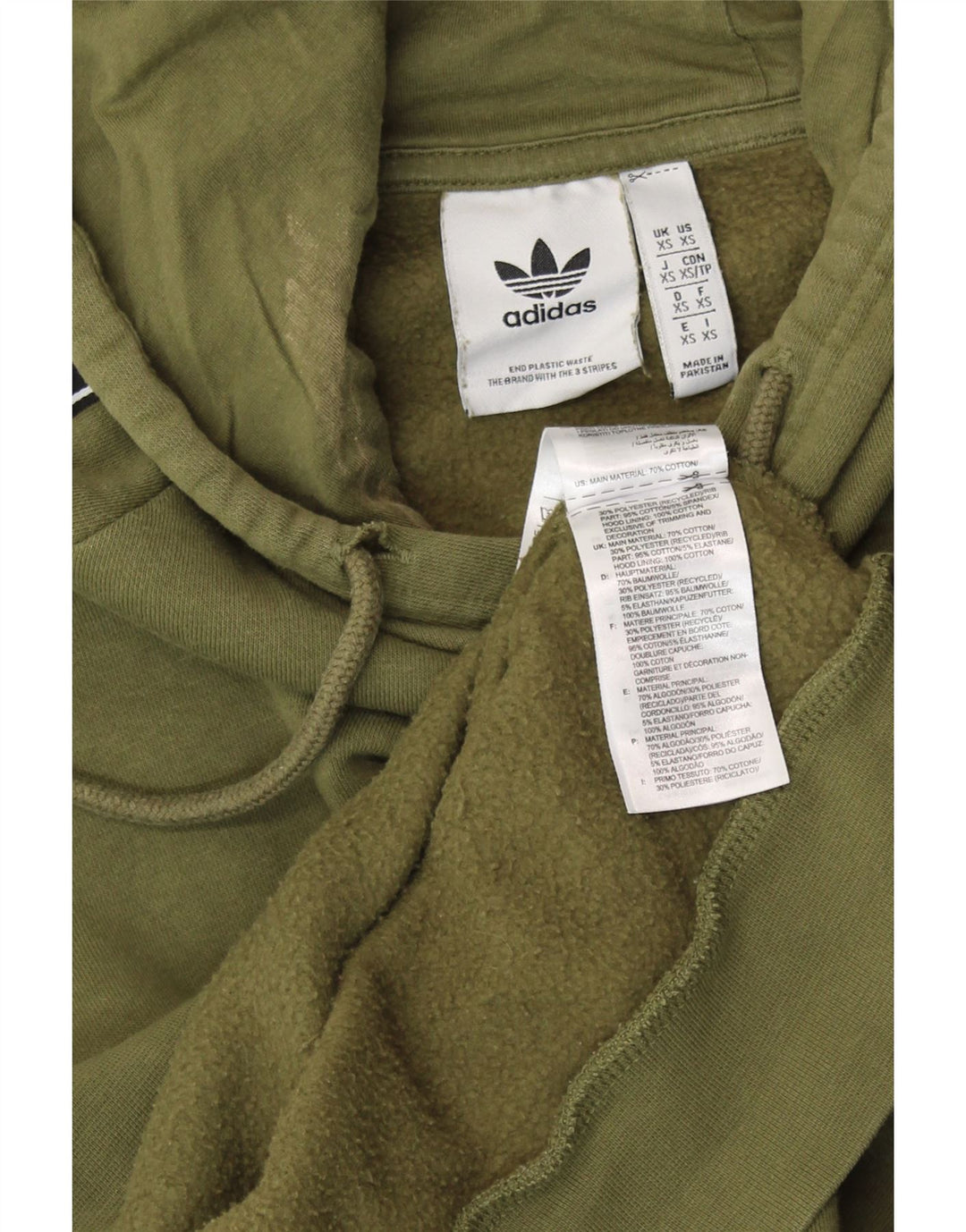 ADIDAS Grafisk hættetrøje til mænd XS Khaki Colourblock Bomuld